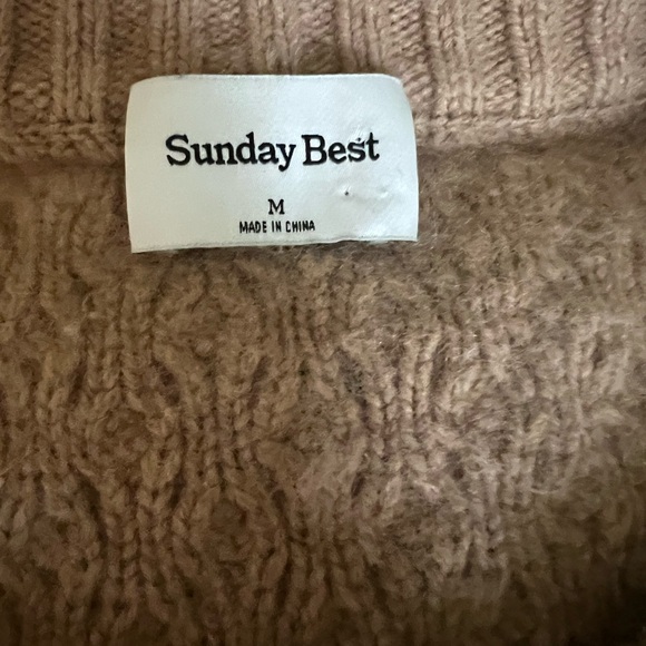 Sunday Best Cable Knit Sweater | Aritzia Merino Wool Blend | Neutral M - Picture 3 of 13